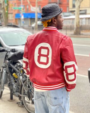 Men's DaRucci Red 8 Ball Leather Jacket