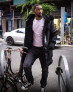 Men's DaRucci Black 3/4 Shearling Coat with Black Fox Fur Hood