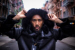 Men's DaRucci Black 3/4 Shearling Coat with Black Fox Fur Hood