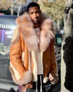 Men's DaRucci Distressed Cognac Biker Shearling Jacket (Camron Edition)