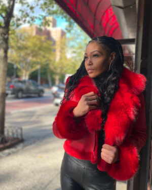 Women's DaRucci Red Crop Top Shearling Jacket