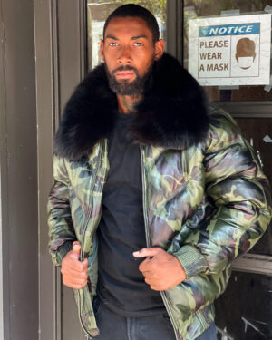 Men's DaRucci Camo V Bomber Leather Jacket