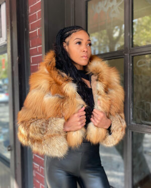 Women's DaRucci Red Fox Fur Hooded Crop Top