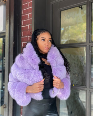 Women's DaRucci Purple Fox Fur Hooded Crop Top