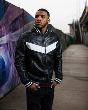 Men's DaRucci V Leather Jacket - Black & White