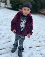 Kids' DaRucci Burgundy Fur Coat with Hood