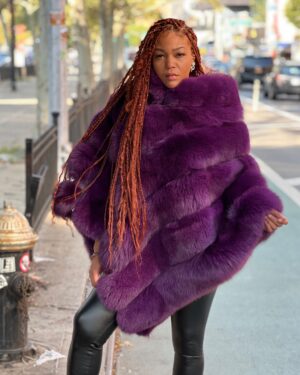 Women's DaRucci Purple Fox Fur Poncho