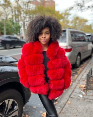 Kids' DaRucci Red Fox Fur Coat with Hood
