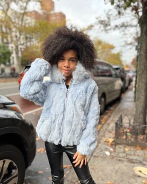 Kids' DaRucci Baby Blue Fur Coat with Hood