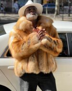 Men's DaRucci Natural Red Fox Fur Bomber Jacket