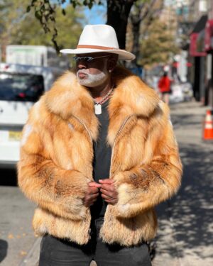 Men's DaRucci Natural Red Fox Fur Bomber Jacket