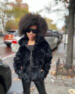 Kids' DaRucci Black Fur Coat with Hood
