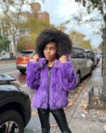 Kids' DaRucci Purple Fur Coat with Hood