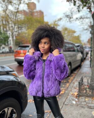 Kids' DaRucci Purple Fur Coat with Hood