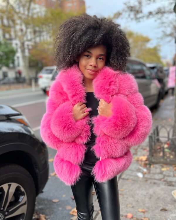 Kids' DaRucci Hot Pink Fox Fur Coat with Hood