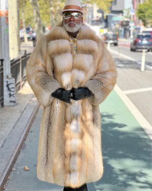 Men's DaRucci Full Length Golden Island Fox Fur Coat