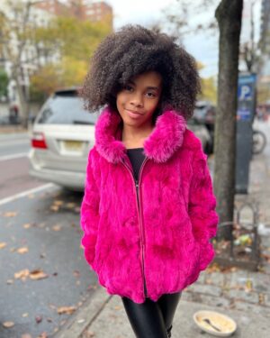 Kids' DaRucci Hot Pink Fur Coat with Hood