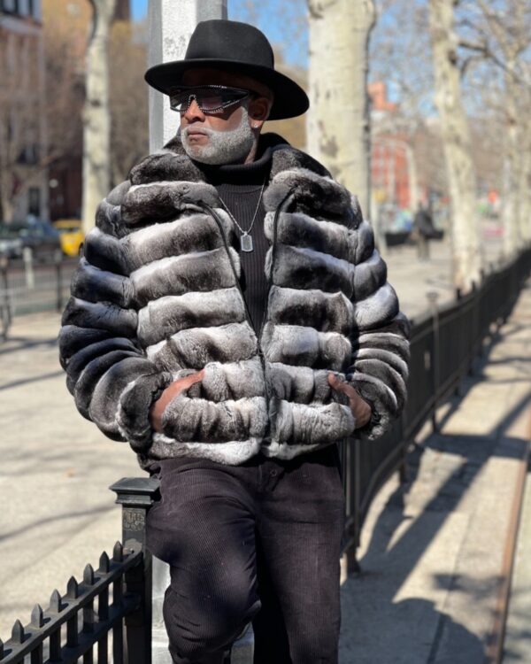 Men's DaRucci Chinchilla Fur Bomber Jacket