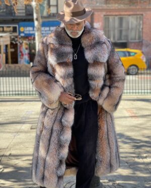 Men's DaRucci Full Length Crystal Fox Fur Coat