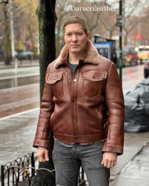 Men's DaRucci Brown Brisa Denim Shearling Jacket (Tommy Egan Edition)