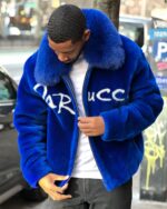 Men's DaRucci Signature Royal Blue Fur Coat