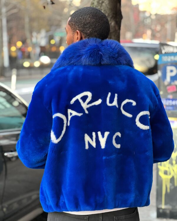 Men's DaRucci Signature Royal Blue Fur Coat