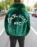 Men's DaRucci Signature Money Green Fur Coat