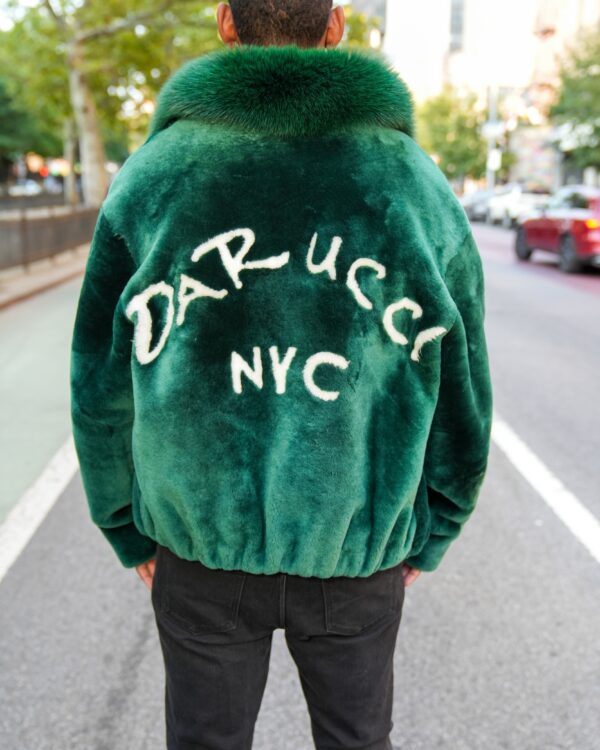 Men's DaRucci Signature Money Green Fur Coat