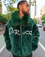 Men's DaRucci Signature Money Green Fur Coat