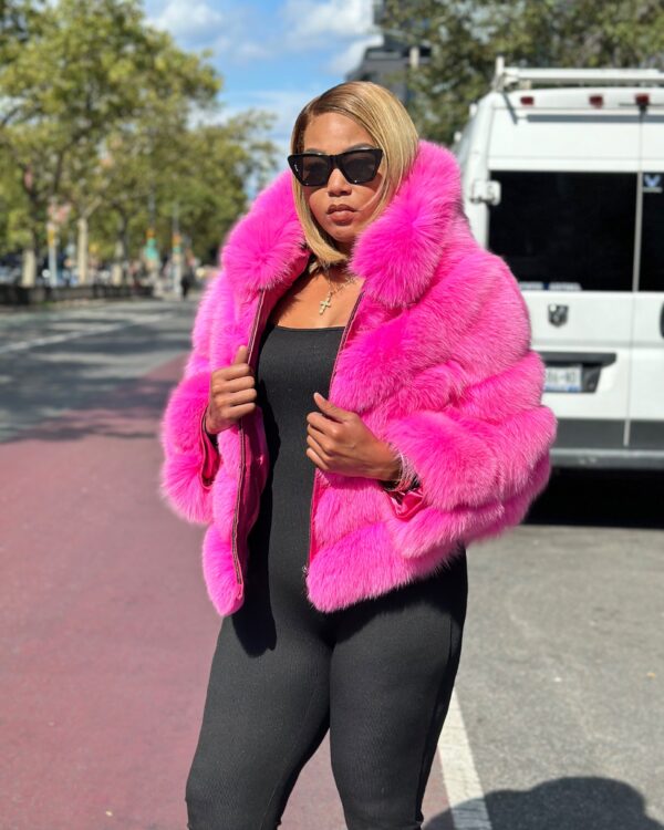 Women's DaRucci Pink 3-in-1 Waist Length Fox Fur Jacket