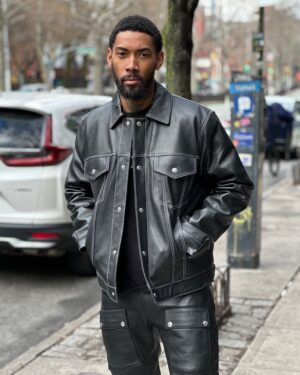 Men's DaRucci Black Leather Denim Style Jacket