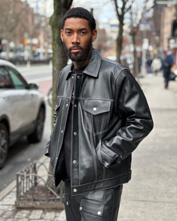 Men's DaRucci Black Leather Denim Style Jacket