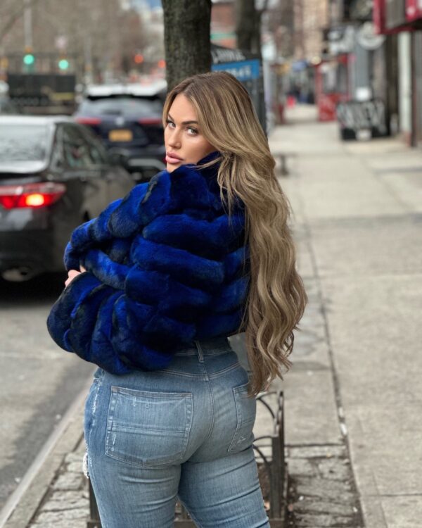 Women's DaRucci Royal Blue Crop Top Chinchilla Jacket