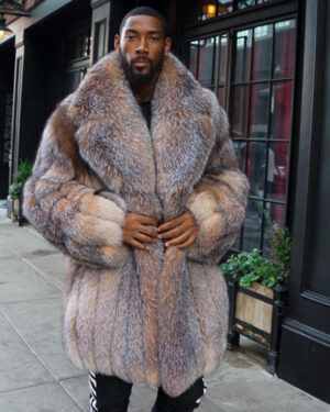 Men's DaRucci Crystal Fox 3/4 Length Fur Coat