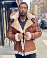 Men's Shearling - Tan Ribbles Shearling With Fox Hood