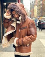Men's Shearling - Tan Ribbles Shearling With Fox Hood