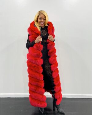 Women's DaRucci Red Full Length Fox Vest