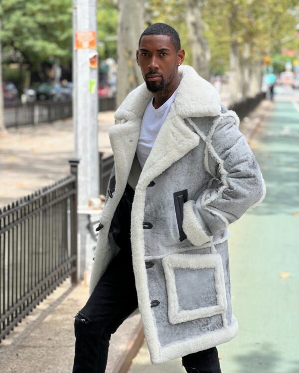 Men's Shearling - Distressed Grey 3/4 - No Hood