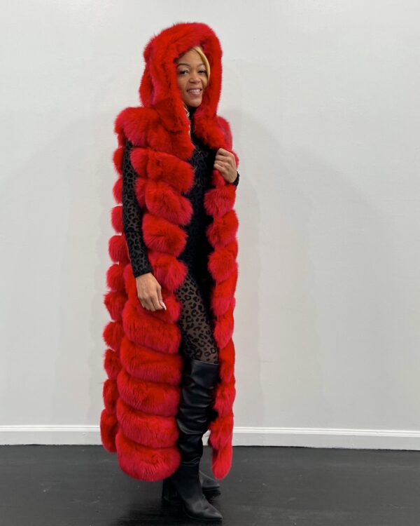Women's DaRucci Red Full Length Fox Vest
