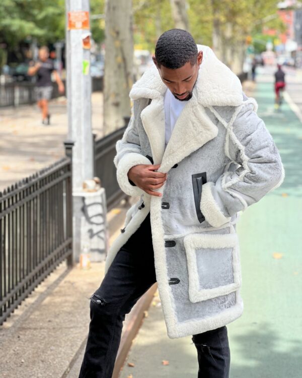 Men's Shearling - Distressed Grey 3/4 - No Hood
