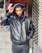 Men's DaRucci Black Leather Hoodie