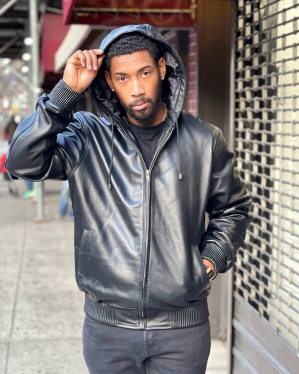 Men's DaRucci Black Leather Hoodie