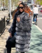 Women's - 3/4 Black & Grey Fox Fur With Hood