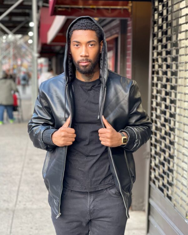 Men's DaRucci Black Leather Hoodie