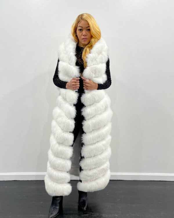 Women's DaRucci White Full Length Fox Vest