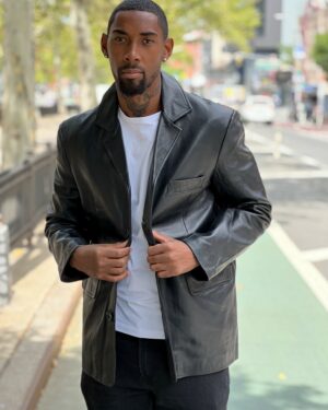 Men's DaRucci Black Leather Blazer