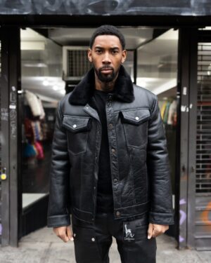 Men's Shearling - Black Denim Style Shearling