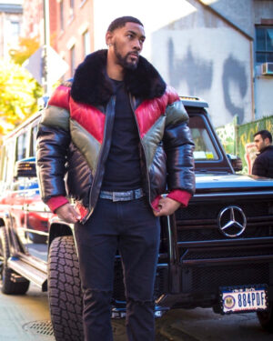 Men's DaRucci Multi Color Red/Green/Navy Blue V Bomber Leather Jacket