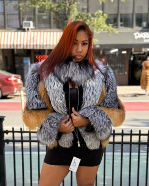 Women's Fox Fur - Natural Red Fox & Sliver Fox Combo (No Hood) - DaRucci Leather